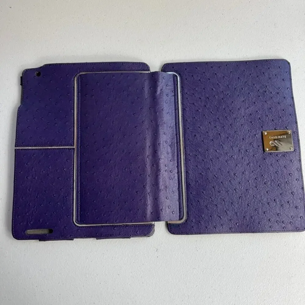 CaseMate Ipad Case Purple Ostrich Leather Snap Closure 7.5